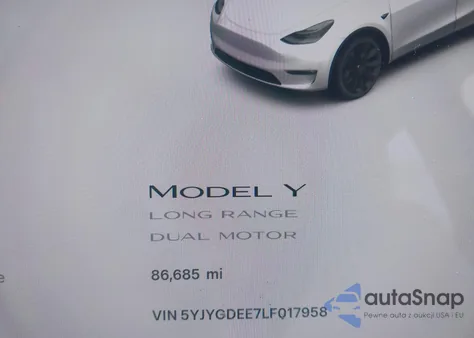 2020 Tesla Model Y Long Range Dual Motor All-Wheel Drive из США, поврежденный, VIN 5YJYGDEE7LF017958